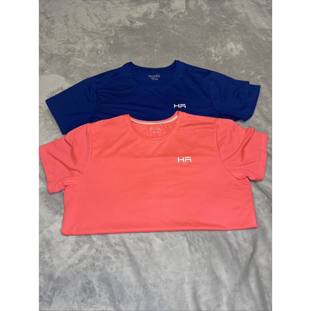 Helsinki Athletica Performance T-Shirt Men's Medium Blue &‎ Coral Pink Lot of 2
